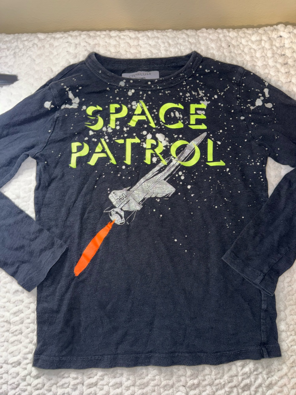 Crewcuts Black Long Sleeve Tee with Neon Yellow & Orange Accents